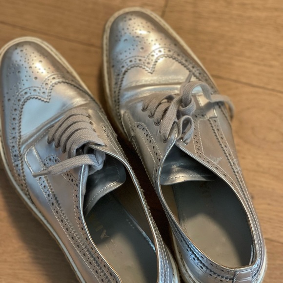 Prada Silver Platform Sneakers / Prada Women's sliver Lace-up Shoes - Picture 3 of 3